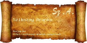 Szikszay Aranka névjegykártya