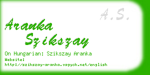 aranka szikszay business card
